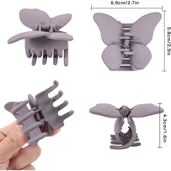 Sommerfugl Hårclips Skridsikre Sommerfugl Hårclips 4PCS Stærkt Hold Hårclips til Mellemtykt Hår 6 Farver Franske Hårtilbehør