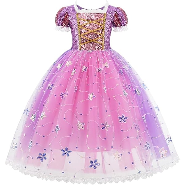 Pige Rapunzel Prinsessekjole Pige Prinsesse Kostume med Tilbehør Prinsessekjole Tulle Maxi Fødselsdagsfest Cosplay 130cm