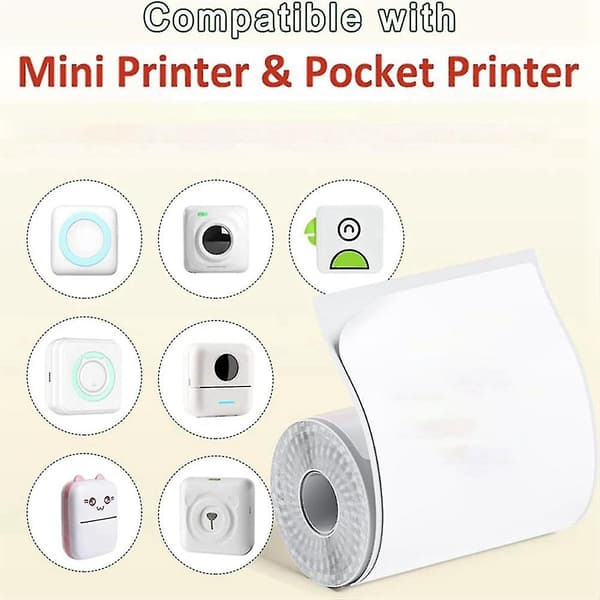 Mini Printerpapir til Blåtands-lommeprinter, Termisk Lommeprinter, 57mm X 30mm, 6 Ruller