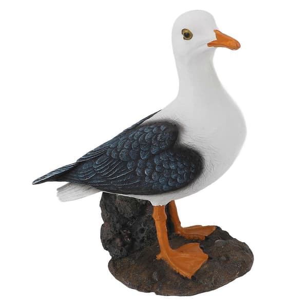 Måke-statue i harpiks, stående, middelhavsstil
