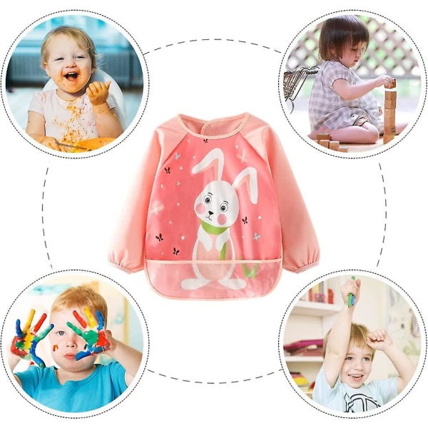 Vattentät målarrock för barn, 2-4 år, målarförkläde, hantverksförkläde med långa ärmar och fickor, stil 1 SIZE 4