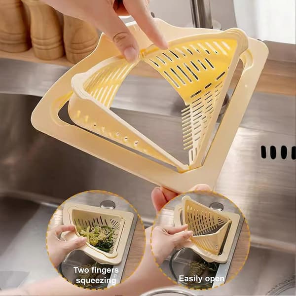 5 stk. magnetiske trekantede siler til vask – roterbar base – for matrester og grønnsaker White 5pcs
