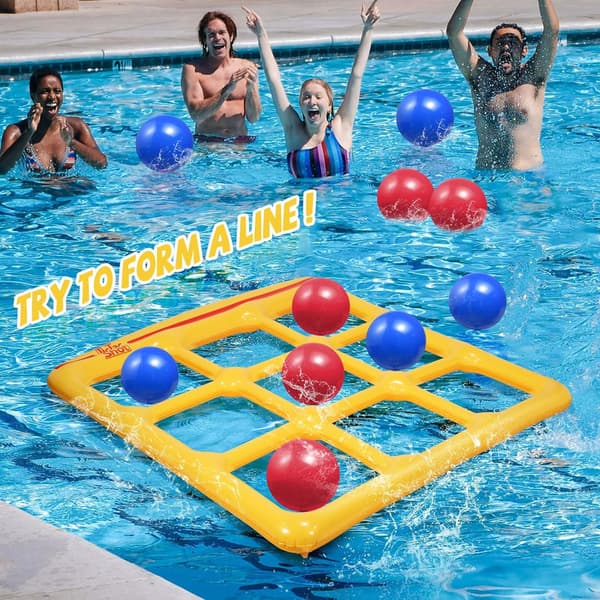 Poollegetøj Spilsæt - Tic-Tac-Toe Oppusteligt Poollegetøj med 10 Bolde yellow