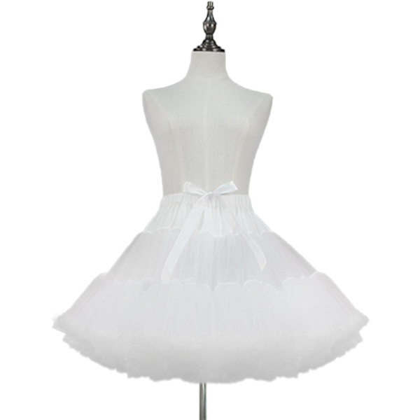 Kvinners underskjørt skjørt Pettiskirt plissert knelengde Tutu underskjørt tyll underskjørt for brudekjole Cosplay bursdagsfest White 55cm