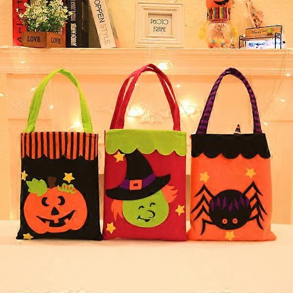 Halloween Godispåsar i Bulk, Godispåsar för Barn, 4-Pack, Återanvändbara