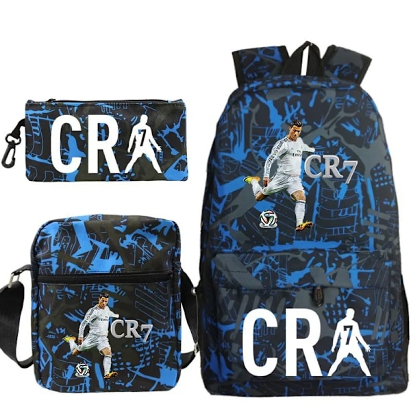 Ny CR7 Ryggsäck 3-delad Student Canvas Skolväska Dragkedja Laptopväska photo color6