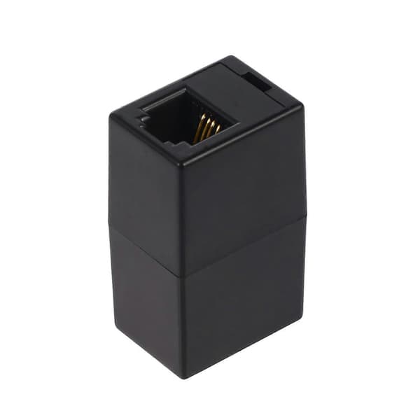 RJ11-kobling, lige telefon-inline-kobling RJ11 6P4C inline Keystone Jack hun til hun lige telefonkabel forlængeradapter (sort)