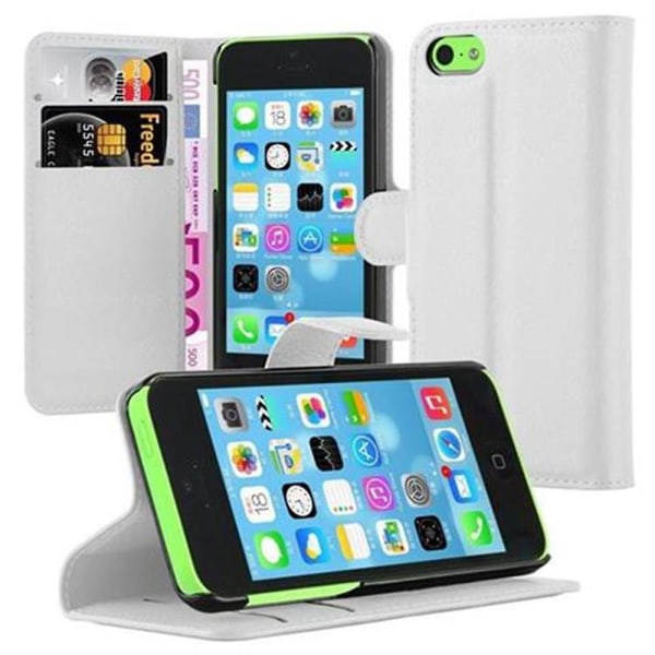 Apple iPhone 5C Handy Case Cover Etui - mit Kartenfächer und Standfunktion Arctic white iPhone 5C