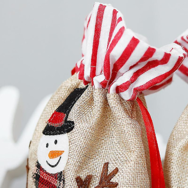 3-pak nisseveske Stor julesnørepose 18cm X 30cm Linveske med snøring til jul