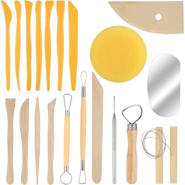 20 Pcs Pottery Tools, Sculpting Tools for Polymer Clay, Modelling Tools Set with Dotting Tool for Embossing Ceramics Sculpture