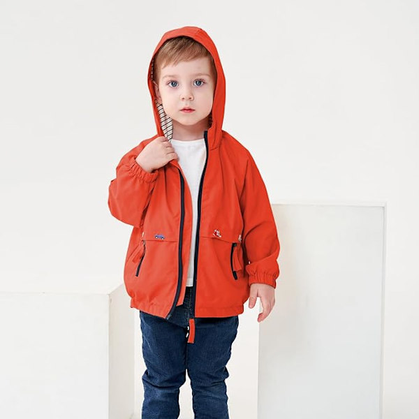 Børne Vindjakke, Baby Print Vindtæt Frakker Vindjakke Pure Red 2-3years