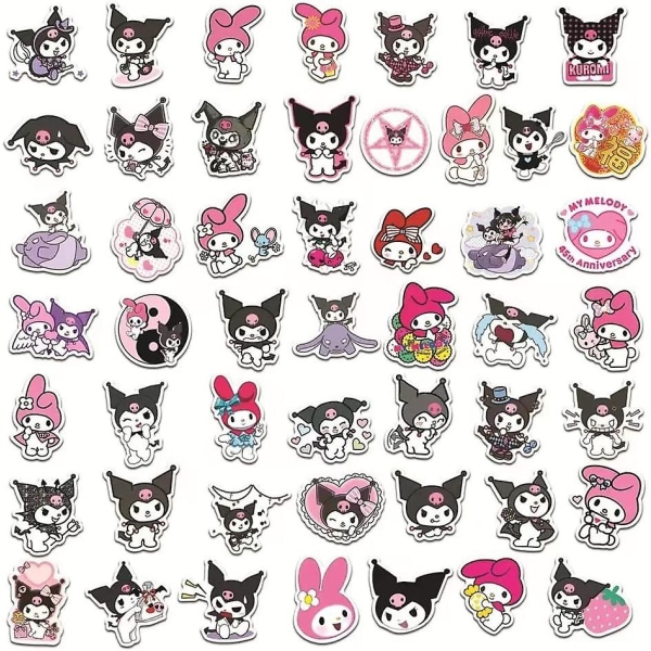 Kuromi And My Melody Stickers Pack| 50 kpl Cute My Melody Kuromi Sanrio Tarrat Kannettavaan Vesipulloon Case Puhelin Rullalauta - Vinyyli Vedenpitävä