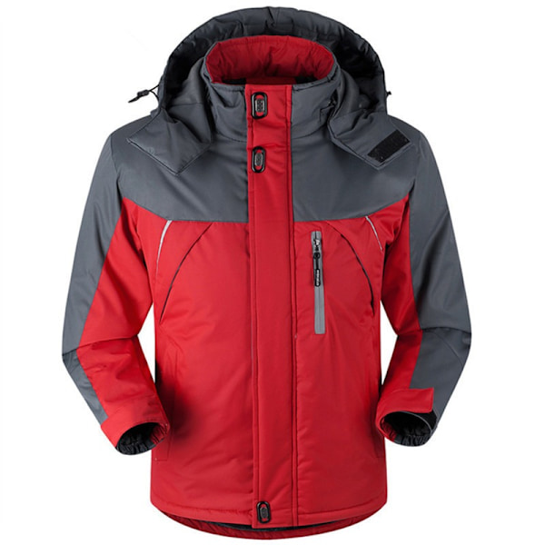 Mænds Varm Hættetrøje Jakker Casual Vindtæt Udendørs Frakker Vinter red XL