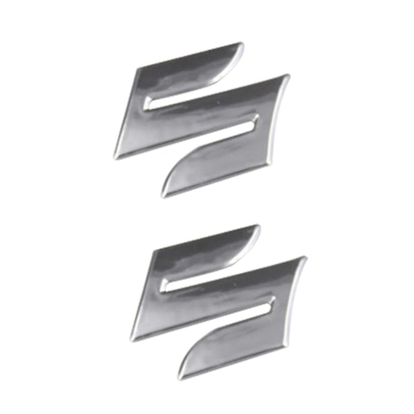 2 stk/sett S-logo 3d motorsykkel kroppsdekor Styling-dekor klistremerke for Suzuki Mengxi Silver