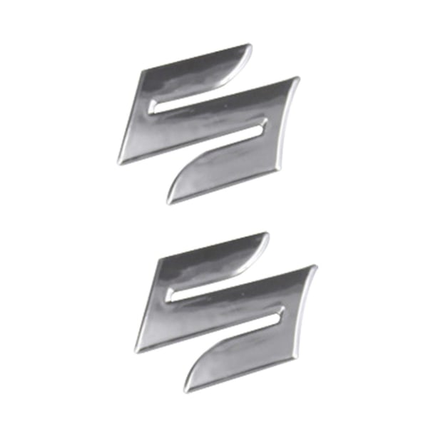 2pcs/set S Logo 3d Motorcycle Body Trunk Decor Styling Decals Sticker For Suzuki Mengxi Silver