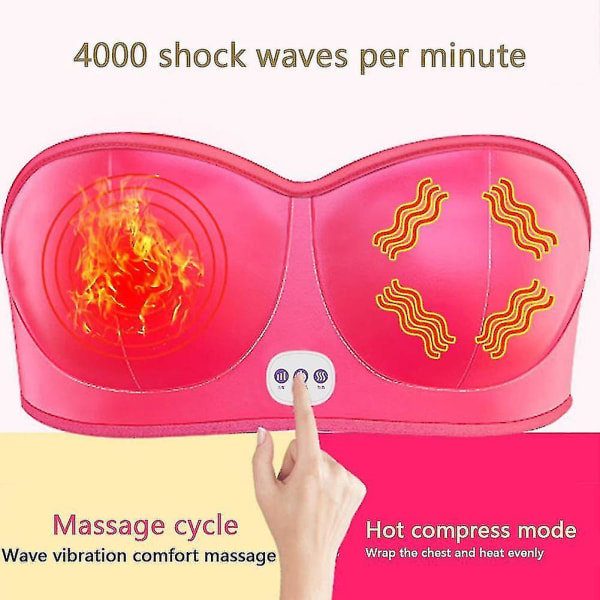 Elektrisk brystforstørrelsesmassasjeapparat Brystforsterker Booster Oppvarmet bryststimulator Red Plug in