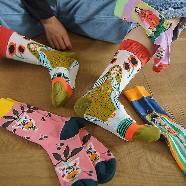 Efterår/vinter Par Skateboard Sox Kreativ Abstrakt Kunst Harajuku Hip Hop Gader Tide Sokker Farverige Sjove Sokker Skarpetki