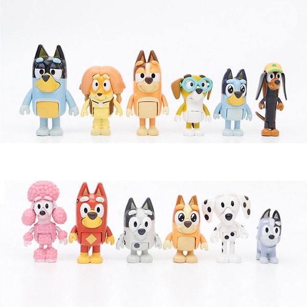 8-12 st Bluey Bingo Figur Leksaker Familj Kawaii Rörlig Led Actionfigur Leksaker Cartoon Bluey Vänner Pvc Modell Dockor För Nytt År 12PCS