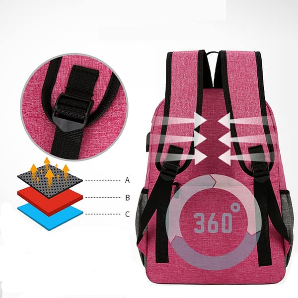 Backpack, Large Capacity Laptop School Bags with USB Charging Port, Blue 3-Piece Set