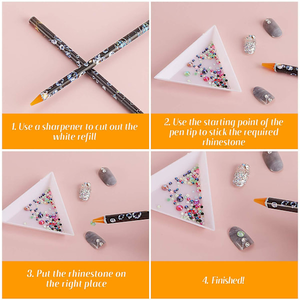 Rhinestone-poimintakyna, kynän kärki, liimaharsipoimintakyna, jalokivipoimintatyökalu kynsien taiteeseen, tee-se-itse-koristeluun