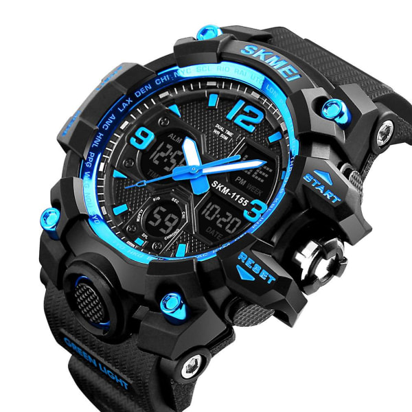 Vuxen Double Time Watches Dual Display Digital Electronic Watch 50m Vattentät color03