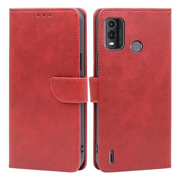 Til Nokia G11 Plus 4g Flip Pu Læder Pung Etui Stand Calf Texture Telefon Cover Red