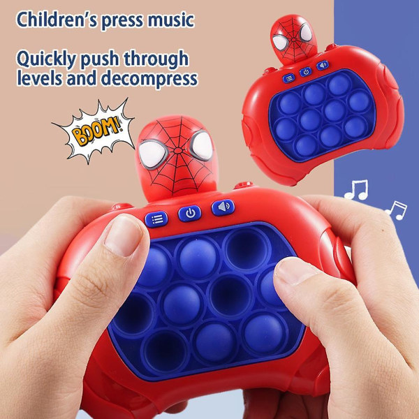 Spiderman-spillemaskin med lydlys, fidget-leketøy, figet, stressavlastning, pop-it hjernetreningsleke
