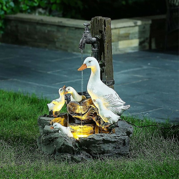 Plæne Have Statue Vand Skulpturer Dekoration Animal Vand Springvand med Lys