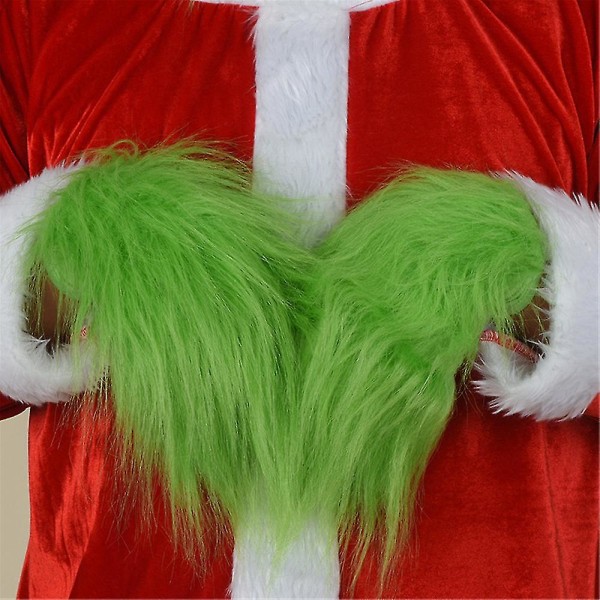Vihreä Pehmo Grinch Käsineet Aikuisille Lapsille Joulu Cosplay Monster Rukkaset Xmas Party Costume Props,kuo Lu Kid