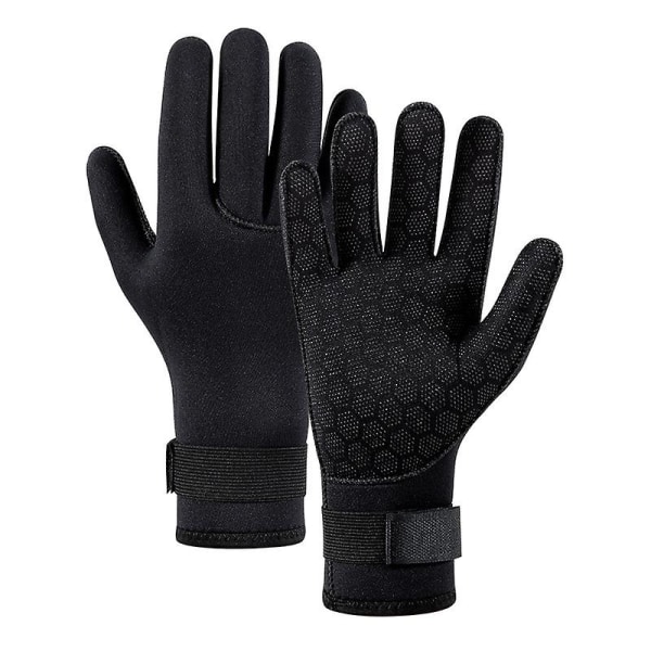 Neopren Dykkerhandsker Vinter Opvarmede Handsker Mænd Kvinder Dykker Våddragt Snorkling Kajak Sort Black S