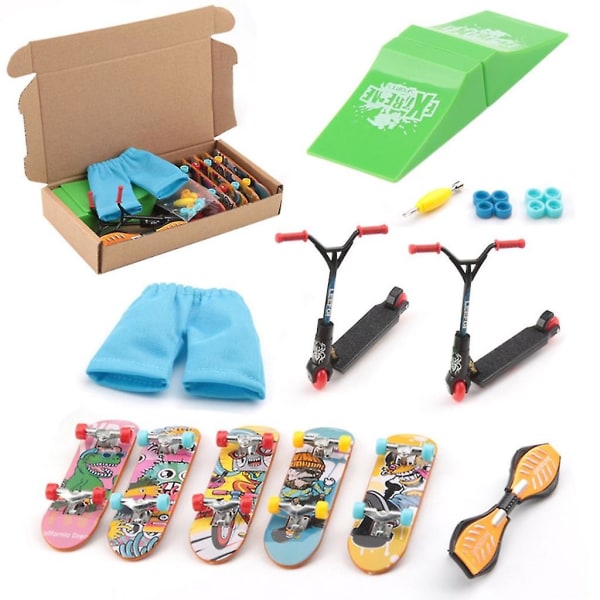 Finger-scooter-legetøjssæt med bukser, skateboardrampeværktøjstilbehør til børn