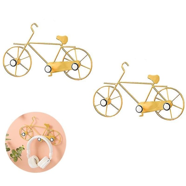 Cykel knagerække Vægmonteret jernkrog, til cykeldekoration til entré soveværelse Badeværelse Stue 2 stk (guld)