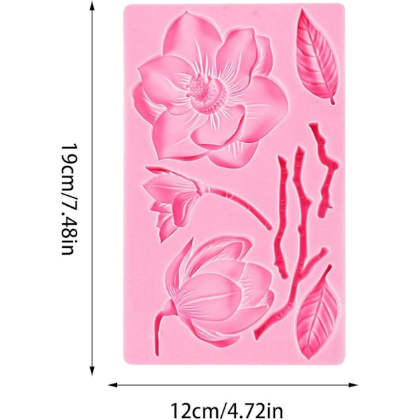 Silikonform ros persika grenform fondant tårta dekoration form