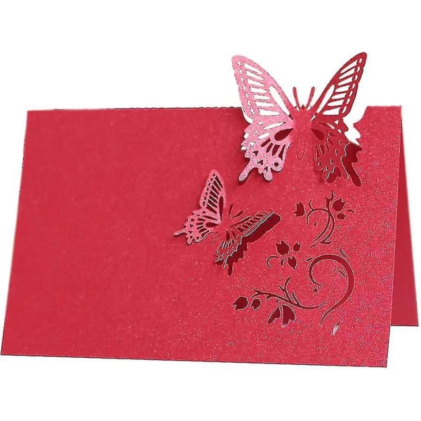 Pakke med 50 bordkort Navnekort til bryllupssommerfugle bordkort til bryllup fødselsdag Konfirmation hvid red
