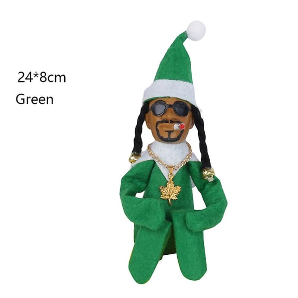 Snoop On A Stoop Hiphop-elskere Julealv som oppfører seg dårlig plysj leketøy Bordpynt figur dukke harpiks hode Grinc alver Green