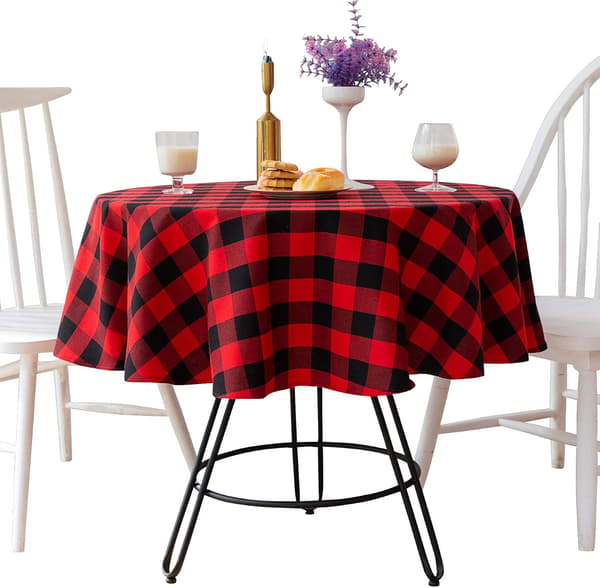 55 inch Buffalo Plaid Round Tablecloth Checkered Round Table Cover