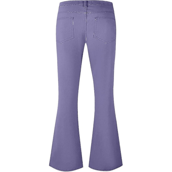 70-tals Disco Byxor för Män, Utsvängda Jeans, 60- och 70-tals Utsvängda Byxor, Vintage Denim Jeans för Män A006-light Purple XX-Large