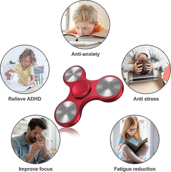 Fidget Spinner-legetøj i rustfrit stål - højpræcision til stresslindring Red
