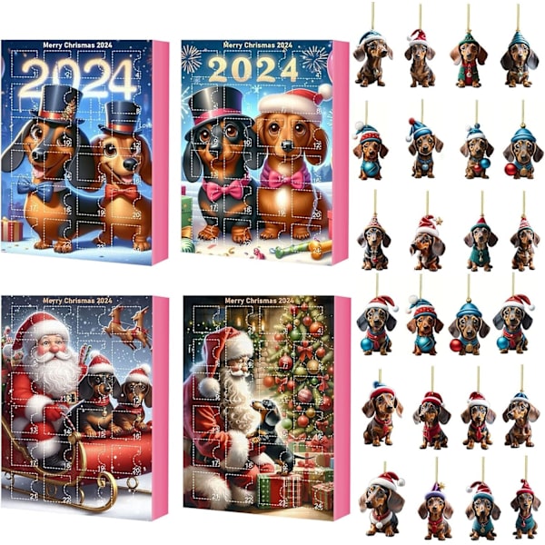 Julekalender til Hunde 2024 Julekalender Hundevedhæng 24 Dage Jule Nedtællingskalender Julekalender C
