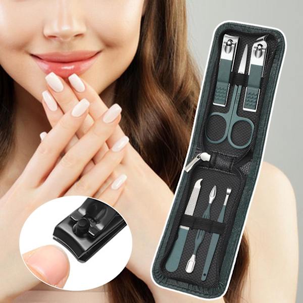 Daglig vård 6-delad nagelklippare kit Heavy Duty Portable nagelklippningsverktyg för nagel manikyr Black