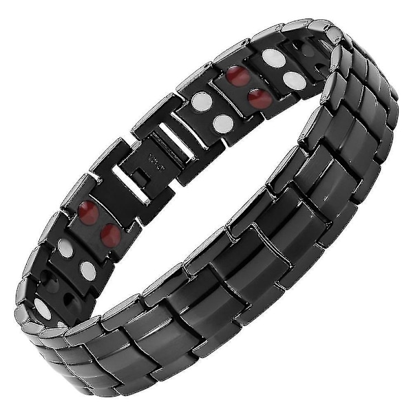 Magnetiskt terapiarmband med extra styrka - Magnetarmband för män för artritsmärta och karpaltunnelsyndrom, svart
