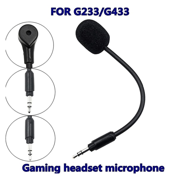 3,5 mm erstatningsmikrofon stereo til G233 G433 E-sports spilheadset Gaming hovedtelefoner mikrofon Black