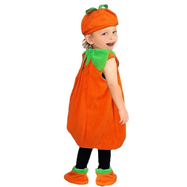 1 sett Halloween-kostyme Baby Pumpkin Romper Bodysuit W/hat Shoes Jumpsuit Outfit 100CM