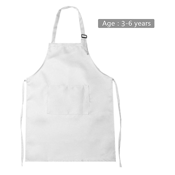 10-delt børneforklæde og kokkehatsæt Justerbart børne køkkenforklæde til madlavning og smerte white