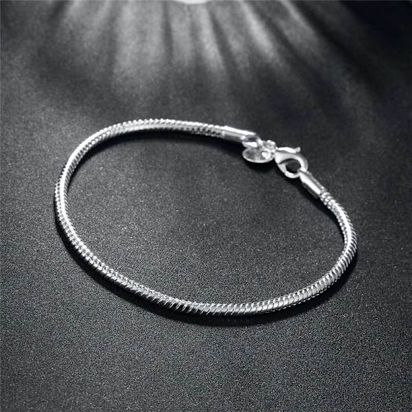 925 Sterlinghopea Korut 3mm Käärmeketju Rannekoru Miehille Naisille Muotikorut Silver 20CM