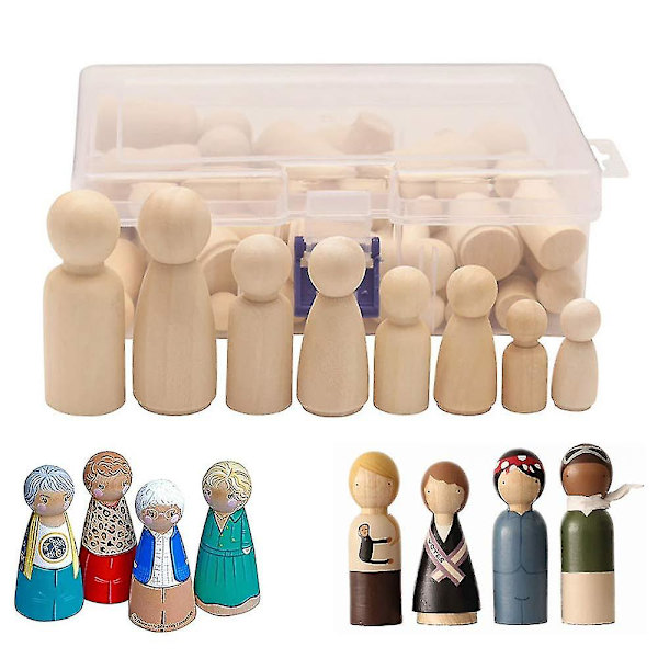 Träfigurer, 50 st DIY träfigurer marionetter, humanoid marionett barns leksaker manliga och kvinnliga marionett leksaker hantverk konst & hantverk, 4 storlekar