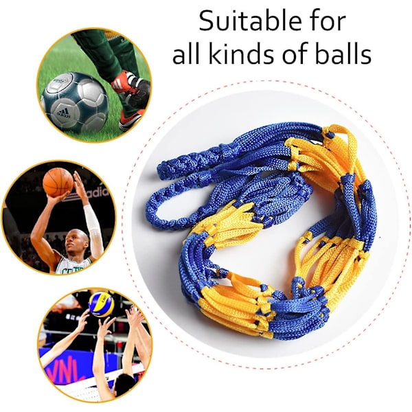 Bärbar bollnät 1 boll, bollnät basketboll fotboll nätpåse stadion och strand (blå-gul och svart-gul)
