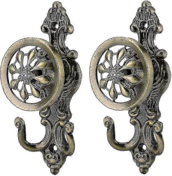 Gardinkroker i sinklegering med bronsefarge (2 stk, bronse)