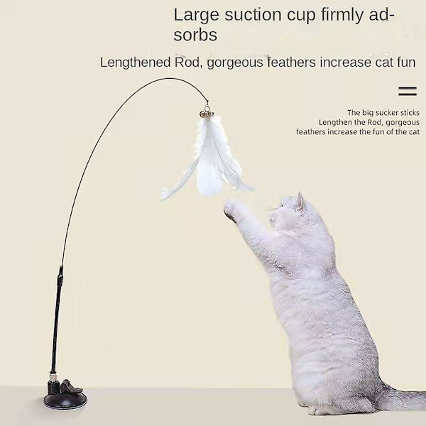 Interaktiv kattleksak med fjäder, klockor och distanser - Ger mental och fysisk stimulering för katter Black Feather White Feather