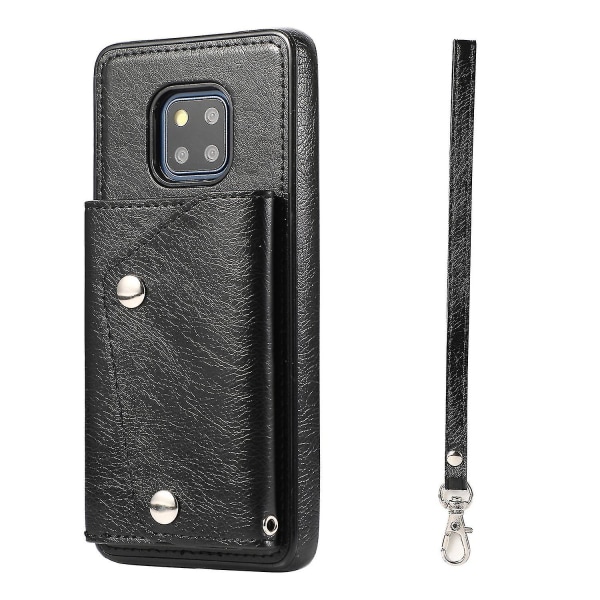 Handgjort Pu- case för Huawei Mate 20 Pro med korthållare, plånboksfunktion, stödfunktion, fallskydd Black